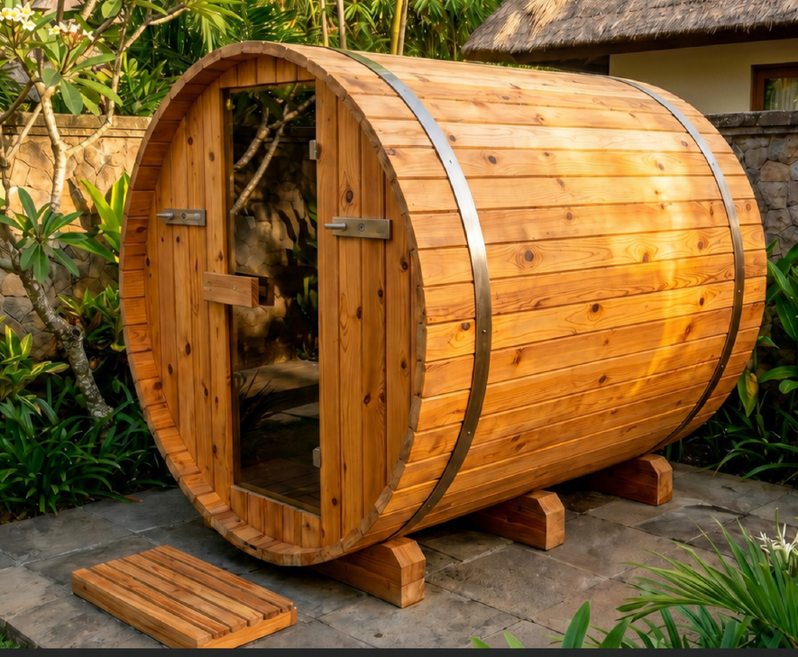 Sauna Barrel in local Indonesian pinewood